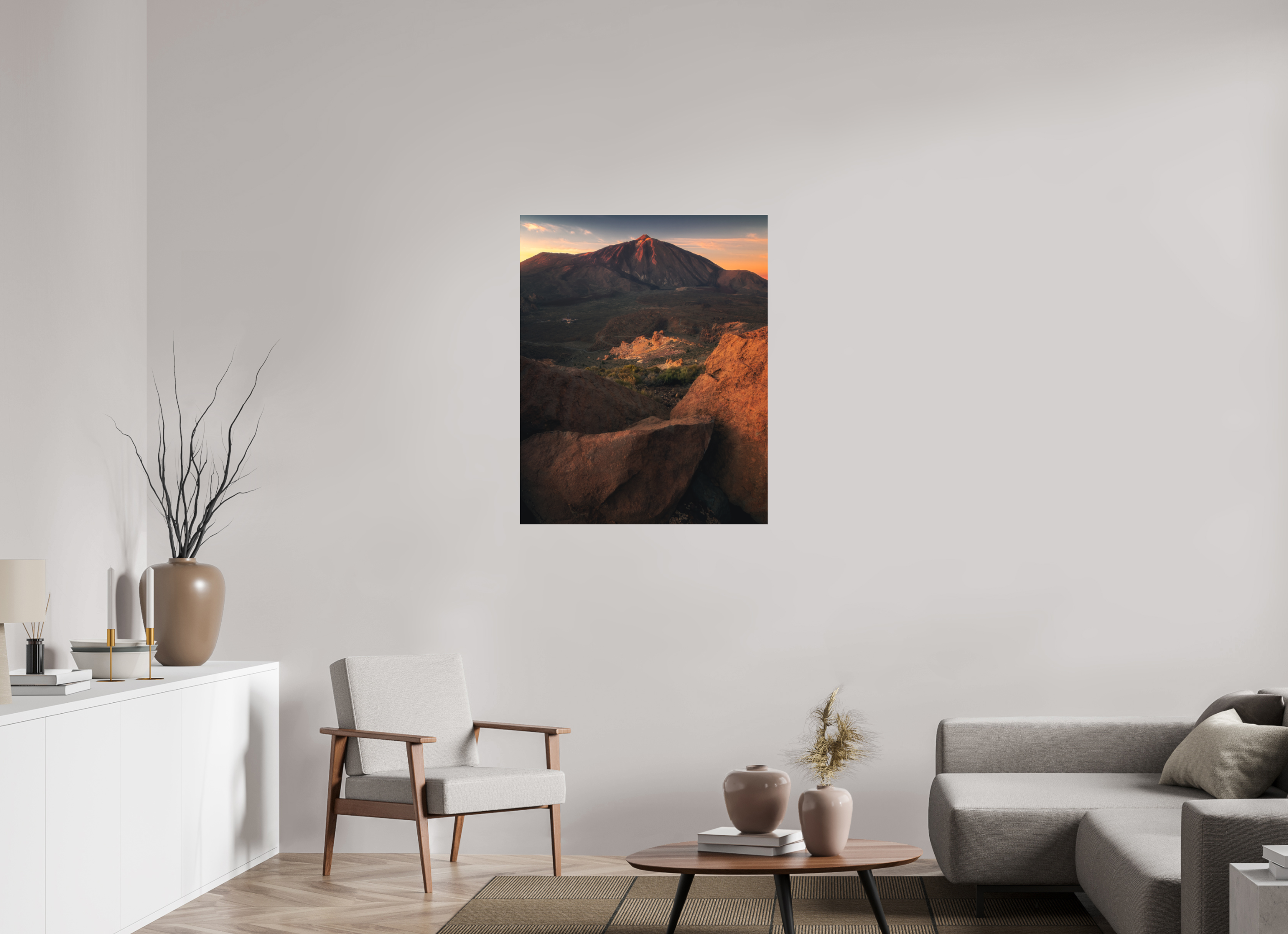 80 x 100 cm, Shot by Nau — Aluminio Dibond mate La montaña encendida