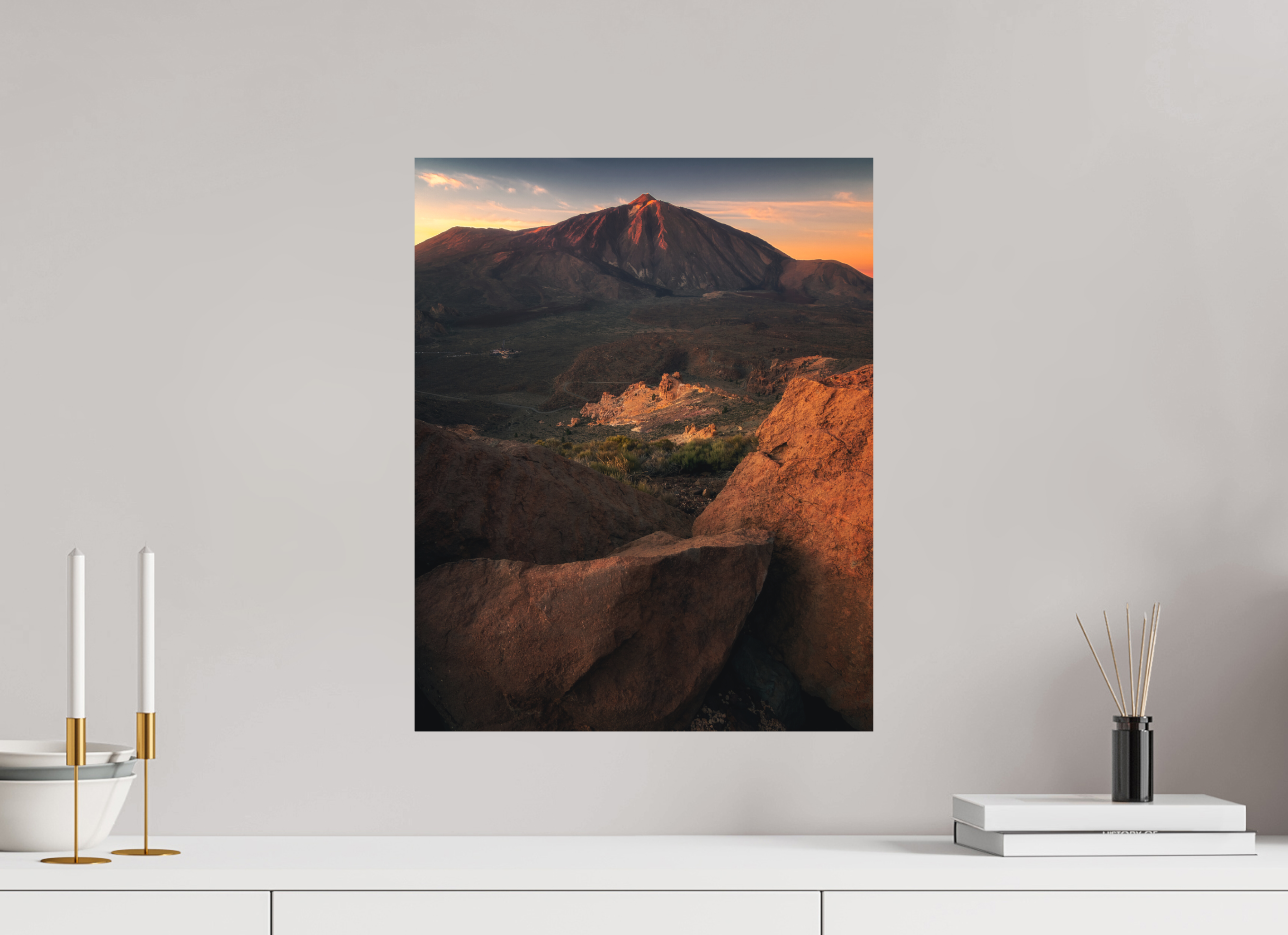 40 x 50 cm, Shot by Nau — Aluminio Dibond mate La montaña encendida